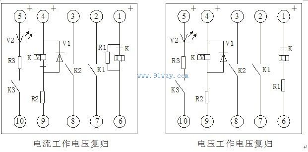DX-34型信號(hào)繼電器內(nèi)部接線圖