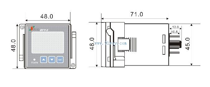 DFY-5三相電源保護(hù)器(電源相序過(guò)欠壓保護(hù)器)外形及安裝尺寸