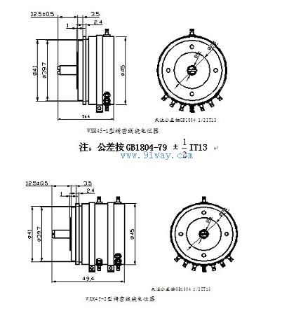 WXH45-2雙聯(lián)電位器外形尺寸