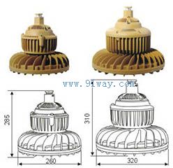 KHD210系列防爆節(jié)能LED燈(IIC)安裝尺寸