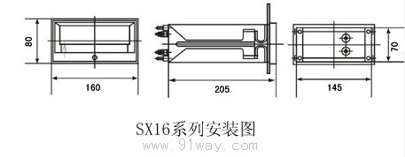 SX16系列數(shù)顯表安裝尺寸