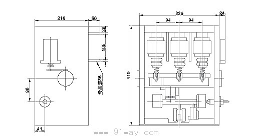 ZK1-630型真空斷路器外形尺寸圖