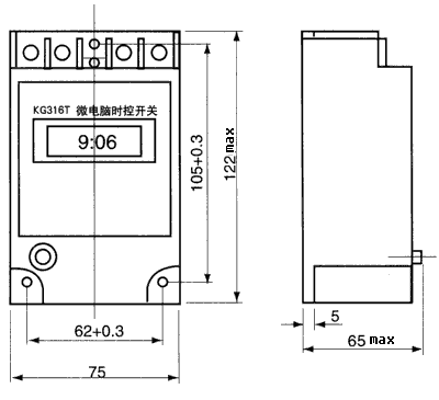 KG316T微電腦時控開關安裝尺寸