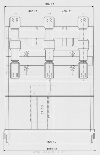 ZN□-40.5型戶內(nèi)高壓真空斷路器手車安裝尺寸