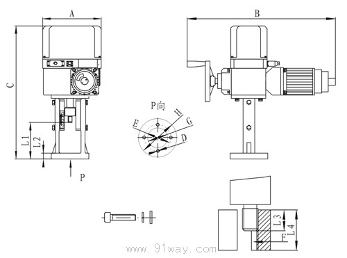 DKZ系列直行程電動(dòng)執(zhí)行機(jī)構(gòu)外形尺寸