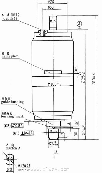BD11-12/630-20A真空滅弧室外形尺寸